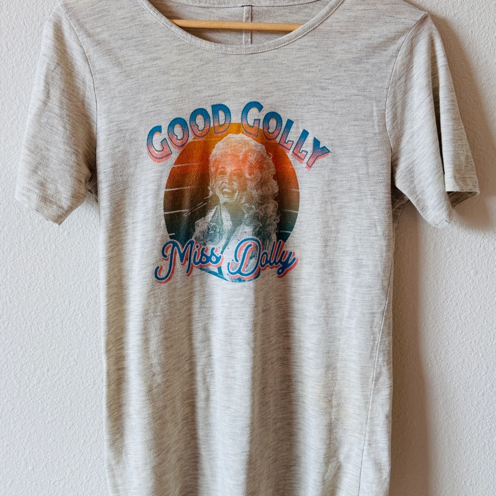Gray Graphic Tee with Colorful Print